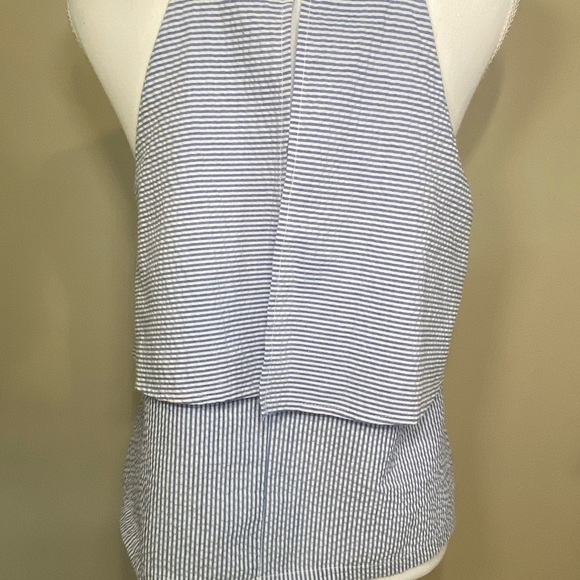 MINKPINK Blue & White Striped Layered Halter Tank Top – Size Medium - Picture 2 of 10